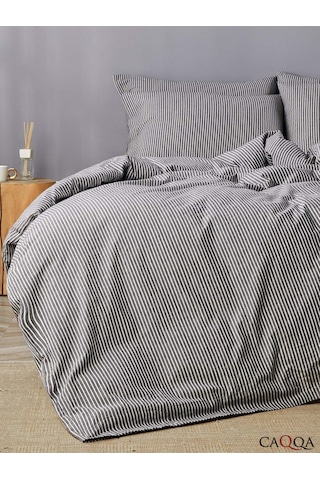 Caqqa Line Striped Çocuk Ve Genç Tek Kişilik Pamuk Lastikli Nevresim Takımı