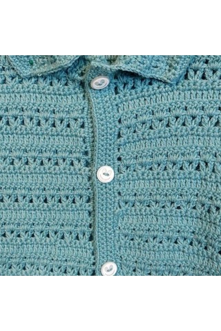 Uretti - Talia 8659 0480 El Örgüsü Koton İp Erkek Çocuk Yeşil Hırka - 6 / 9 Ay Yeşil