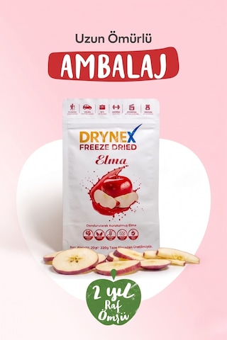 Drynex Freeze Dried Elma Dondurularak Kurutulmuş Çıtır Atıştırmalık Meyve Cipsi Şekersiz Glutensiz Vegan 20 G