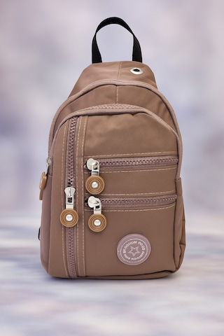 Newish Polo Kadın Krinkıl Kumaş Çapraz Tek Kol Göğüs Ve Omuz Sırt Çantası-crossbody Bag Sütlü Kahve