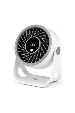 Masaüstü Usb Fan, 200 Kademeli Dijital Hız Ayarlı Mini Vantilatör, Type-c Şarjlı, Led Ekranlı, Sessiz Çalışma