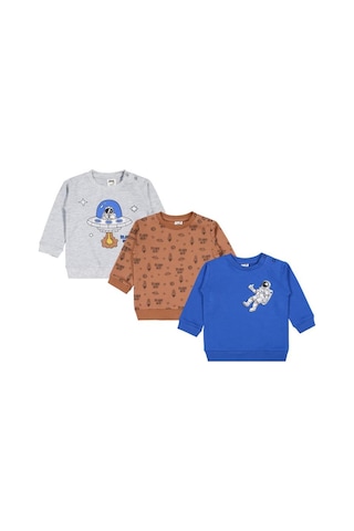 Civil Baby Astronot Baskılı 3'lü Set 6-18 Ay Sweatshirt Çok Renkli