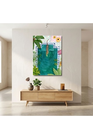 Boho Tarzı Leoparlı Havuz Baş Çerçevesiz Tablo - Lüks Görünümlü Salon Ve Yatak Odası Duvar Posteri