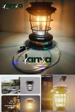Çadır Işığı Askı Aparatlı Kamp Lambası Şarjlı 5 Modlu Kancalı Lamba Powerbank Özellikli Deprem Işığı Sarıbeyaz