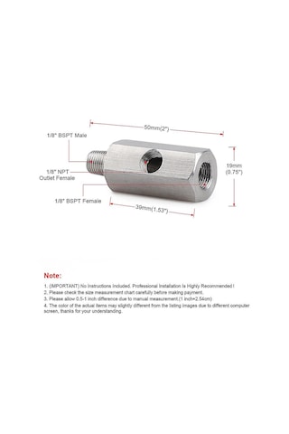 Suofeng Paslanmaz Çelik 1/8'' Bspt Yağ Basınç Sensörü T Bağlantısı - Turbo Besleme Hattı Ve Gösterge Adaptörü
