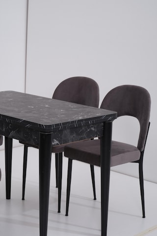 Damla Hilal Mdf Mutfak Masa Sandalye Takımı 60x100cm Siyah