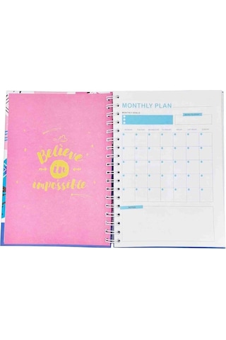 Lizy Sert Kapak Spiralli Tariihsiz Konuşan Ajanda 17x24 Cm Tasarım-6 Beyaz