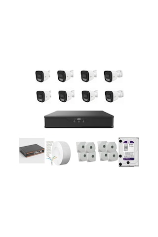 Unv 2 Mp Ip Kamera 8 Kameralı Full Hd Set Sesli