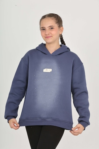Toontoy Kız Çocuk Taş Dizaynlı Sweatshırt İndigo