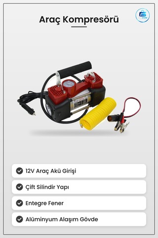 Araç Kompresörü 12v Çift Silindir 150 Psı Fenerli Bar Göstergeli