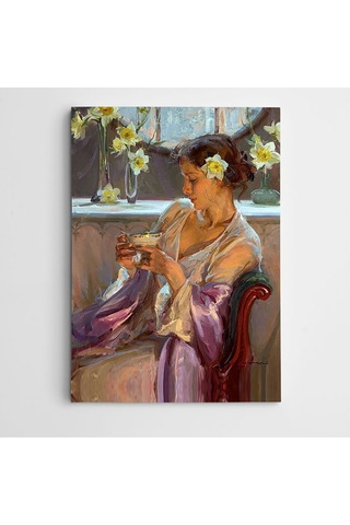 Çiçek Ve Kadın Dekoratif Kanvas Tablo 70 X 100 Cm