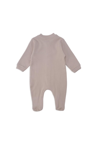Unisex Bebek Hayvan Nakışlı Raporlu Çıtçıtlı Şapkalı Patikli Tulum 001