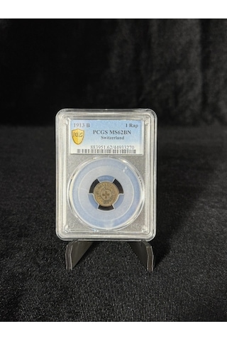 1913 İsviçre 1 Rap Pcgs Ms62bn Sertifikalı Nfc Çipli Özel Koleksiyon Parası