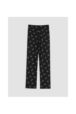 Lcw Young Siyah Bisiklet Yaka Baskılı Kadın Pijama Takım