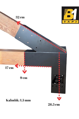 Pergola Kamelya 4 Kollu Açılı Kenar Bağlantı Aparatı Sağ