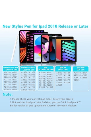 Apple Uyumlu iPad 10.9 10.nesil Eğimle Çizim Kalınlığı Değişen Stylus Kalem 3 Adet Yedek Uç