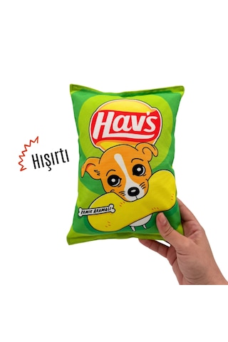 Havhav Yeşil Hav's Peluş Cips Hışırtı Sesli Köpek Oyuncağı
