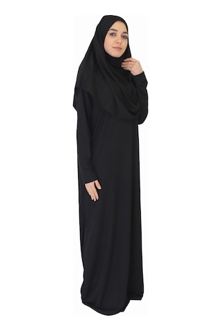 Siyah Fermuarsız Namaz Elbisesi Siyah