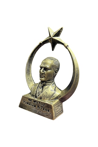 Atatürk Ayyıldız Biblo Heykel Sarı Eskitme