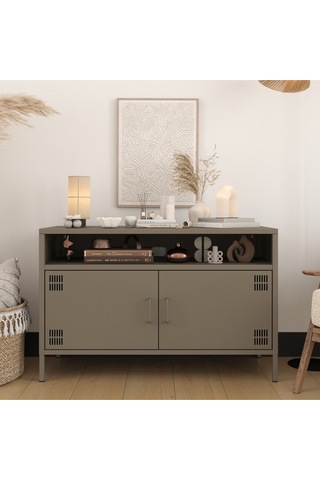 Pera Tv Ünitesi, Tv Dolabı,2 Kapaklı, Açık Raflı 100,50 X 40 X 64,50 Cm Ral 7039 Acıbadem Antrasit