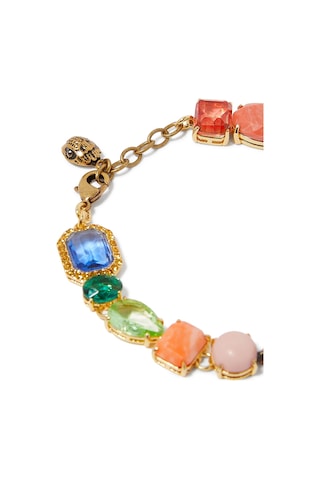 Mixed Gem Bileklik, Renkli Taşlı Ve Altın Zincirli Çok Renkli
