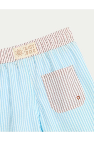 Marks & Spencer Çizgili Çocuk Deniz Şortu (2-8 Yaş) T88004015W Mavi