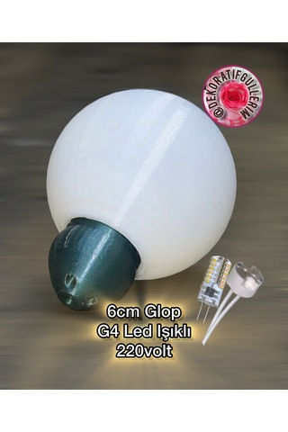 6cm Glop G4 Işıklı 220volt Dekoratif Çiçek İmalatı Pla Organik