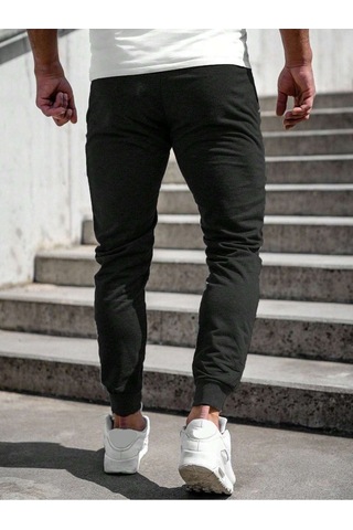 Moon Eclipse Eşofman Altı Jogger - Siyah Baskılı Lastik Paça Yüksel Bel Siyah