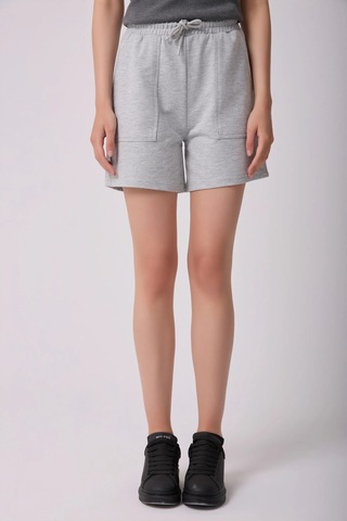 Defys Kadın Beli Lastikli Cepli Regular Fit Şort Gri Melanj - 695327103 Gri Melanj