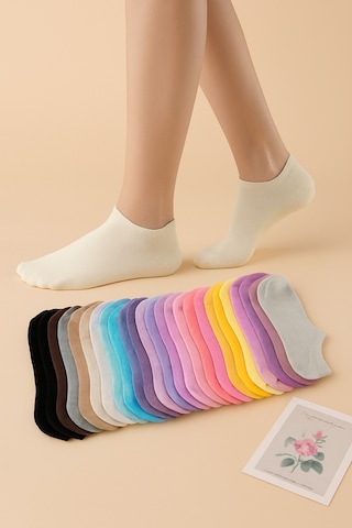 Worthy Socks 8 Çift Ekonomik Karışık Renk Kadın Patik Çorap 8'li Paket Canlı Renkler