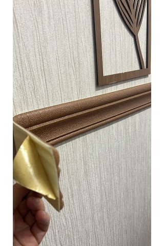 Kahverengi Düz 8cm-117cm Kendinden Yapışkanlı Çıta Çerçeve Süpürgelik