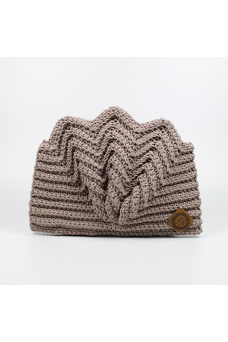 Fr El Örgüsü Örme Midye Clutch Çanta, Handmade Kadın Çanta 202302004 Vizon