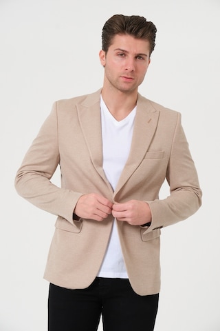 Bonesti Erkek Slim Fit Blazer Ceket Krem Kırçıllı