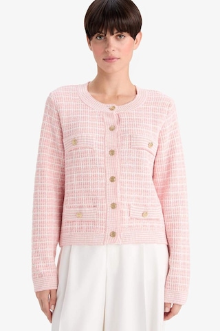 Defacto Regular Fit Bisiklet Yaka Kareli Triko Hırka G0806ax25wnpn478 Pembe-pn478