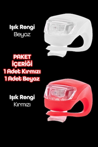 2li Bisiklet Gidon Işığı 3 Modlu Flaşörlü Çakarlı Su Geçirmez Led Fener Ön-arka Beyaz-kırmızı 3781 Kırmızı - Beyaz