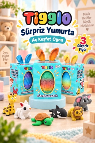 Tigglo Sürpriz Yumurta 3 Farklı Hareketli Mini Hayvan Figürü İçeren Oyuncak Seti
