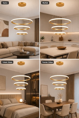 AvizeGO Rizon 3 Lü Led Sarkıt Avize 3 Renk Kumandalı Eskitme