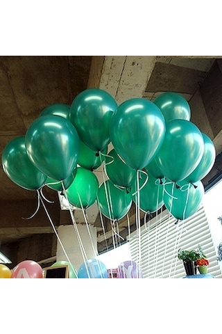 50 Adet Metalik Sedefli Yeşil Koyu Balon Doğum Günü Uçan