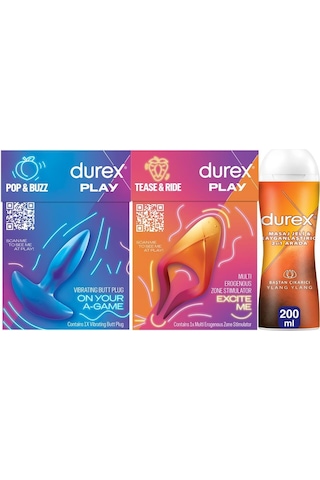 Durex Titreşimli Anal Plug Tıkaç + Çoklu Erojen Bölge Uyarıcı + Ylang Ylang Kayganlaştırıcı Jel 200 ML