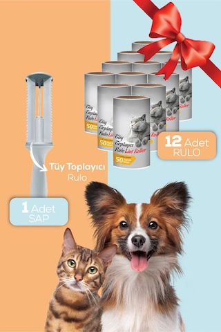 Vienev Kedi Köpek Tüy Toplayıcı 12'li Yedek Rulolu Toz Toplayıcı Aparat