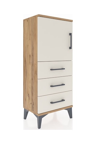 Arges Komodin 2 Raflı 3 Çekmeceli Tek Kapaklı 44x30x106 Çam-a... Çam