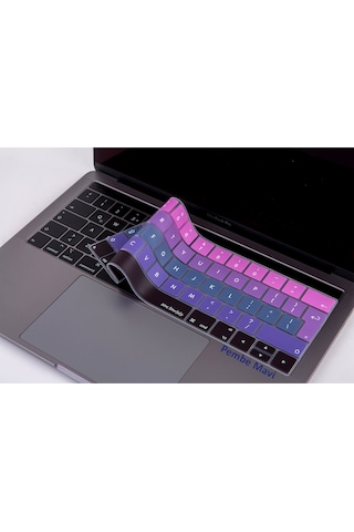 Apple Uyumlu MacBook Pro Klavye Koruyucu Touchbarlı Uk-eu İngilizce Ombre A1706 A1989 A2159 A1707 A1990 Pembe Mavi