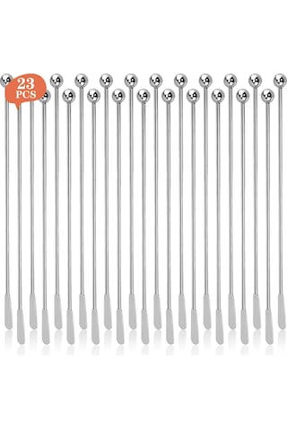 Shineyee Çelik Paslanmaz Çok Amaçlı Karıştırıcı Çubuk - Kahve, Kokteyl Ve İçecekler İçin Dayanıklı, Hijyenik Ve Verimli Karıştırma Aracı Gümüş