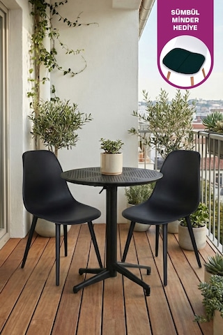 Vilinze Tilia Plastik Bahçe Balkon Bistro Seti Katlanır Masa 60 60 Cm Tilia-siyah-eames2-siyah-siyah Diğer