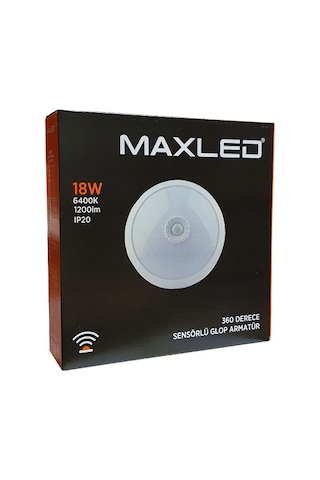 Maxled 360 Derece Sensörlü 18w Led Tavan Glop Armatür Acil Kitli Mx-6115 Beyaz