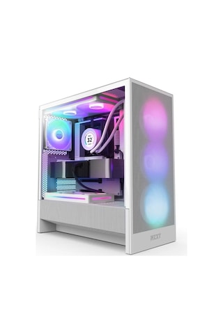 H5 Flow 2024 Beyaz Rgb Temperli Cam Usb 3.2 Atx Mid Tower Kasa