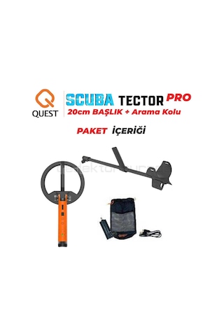 Scuba Tector Pro Su Altı Dedektörü & Sahil Arama Dedektörü - 20 Cm Başlıklı - Arama Kollu