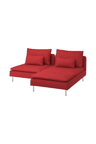 Ikea Kırmızı Ferah Kanepe - Uzanma Koltuklu 2'li Kanepe