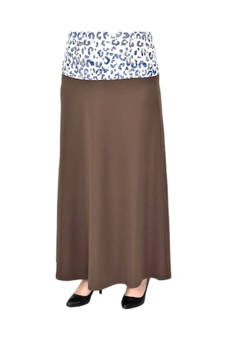 Kadın Uzun Lastikli Kloş Etek Bgl-st04728 Açık Kahverengi