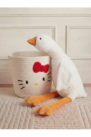 Ekru Ördek Figürlü Pelüş Bebek Kırlent 90 Cm